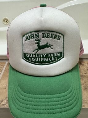 John Deere White, Green & Pink Logo Trucker Hat